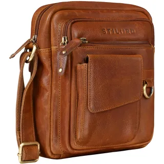 STILORD Ryan Crossbody Tasche Herren Leder Kleine Herrentasche zum Umhängen Vintage Ledertasche 9,7 Zoll iPad Tasche Messenger Bag Umhängetasche Echtleder Farbe:Texas - braun