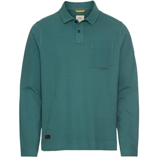 camel active Herren Langarm Poloshirt aus Reiner Baumwolle Dunkelgrün, Menswear-XL