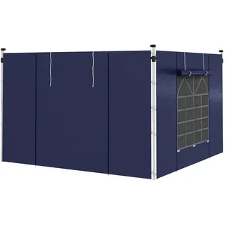 Outsunny Seitenwände für 3 x 3/ 3 x 6 m Pavillon, Oxford, Blau , Kunststoff , 195x195x295 cm , Sonnenschutz, Pavillons