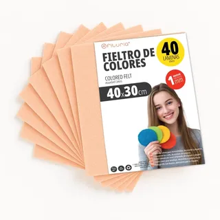 OFITURIA Bastelfilz für DIY-Projekte, Bunte Filzstoffe für Patchwork, Nähen, Schule, Kunst und Dekoration 40x30cm (Pfirsich, 40 Stk)