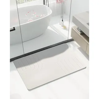 Ribelli Kieselgur Badematte rutschfest 60 x 39 cm, Duschvorleger Badvorleger Schnelltrocknend, 100% Natürlich Stein Bodenmatte, Bad Matte Super Saugfähig Badezimmermatte