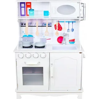 4iQ Spielküche Speilzeug Küche aus Holz für Kinder ADA Weiß 66x30x97,5 cm