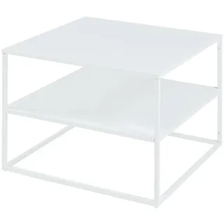 [en.casa] Couchtisch Solund mit Ablage 60x60x45 cm Weiß, matt