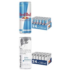 Set: Red Bull Energy Drink Sugarfree 24 x 250 ml, OHNE PFAND + Red Bull Energy Drink White Edition, 24 x 250 ml, OHNE PFAND