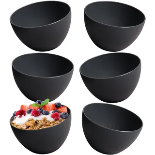 Hausfelder Müslischalen 6er Set Schwarz 750ml | Kunststoff Bowls mikrowellengeeignet spülmaschinenfest | Frühstücksschüssel Salatschale Suppenschalen bruchfest