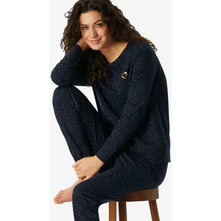 SCHIESSER Damen Schlafanzug lang mit Bündchen Baumwolle - Nightwear