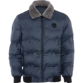 rovic herren steppjacke mit kunstfellkragen - grau, XXL - Grau