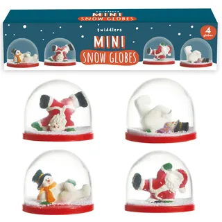 THE TWIDDLERS - 4 Mini-Weihnachts-Schneekugeln in weihnachtlichen Designs für Strumpffüller, Party-Geschenk-Taschen, Festliche Ornamente, Dekorationen - 6cm (2 Schneemänner & 2 Weihnachtsmänner)