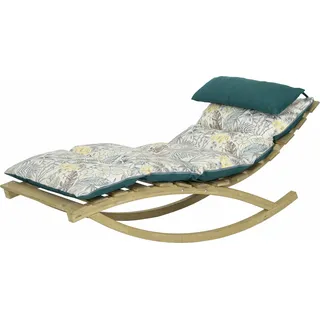 AMAZONAS Rocking Lounger Floral Schaukelliege inkl. Holzgestell und Kissen - Grün