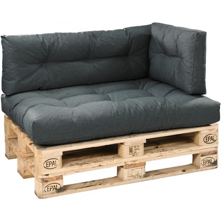 Traumnacht Outdoor Palettenauflage mit Schaumstoffstäbchen gefüllt, Palettenkissen, Palettenpolster Palettenmöbel Palettensofa 3er Set (Sitz+Rücken+Seitenteil), anthrazit