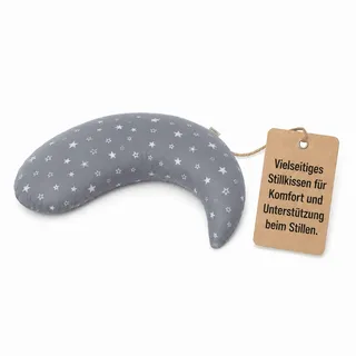 Kinderhaus Blaubär Set Theraline Stillkissen Yinnie & Windel, 135 cm x 35 cm, Kissen mit Mikroperlen | inkl. Stillkissenbezug, Design:Sterne grau