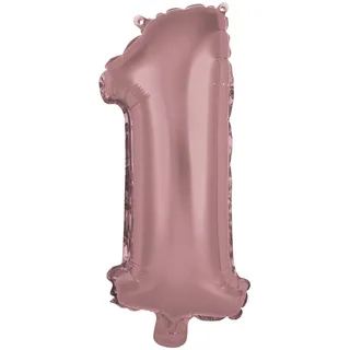 Homéa, Luftballon Zahl 1 Metallic aus Aluminium mit Strohhalm, Höhe 40 cm, Roségold