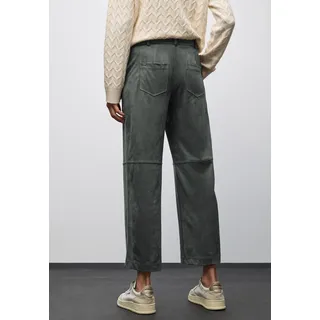 Stoffhose STREET ONE, Damen, Gr. 46, Länge 28, balsam grün, Web, Obermaterial: 88% Polyester, 12% Elasthan, unifarben, straight fit 7/8-Länge, Hosen Stoffhose, Velour - mit Stretch und Eingrifftaschen