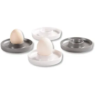 Kesper | Eierbecher, 4er Pack, Material: ø 10 x H 2 cm, Kunststoff, Maße: cm, Farbe: Creme, Grau | 41166