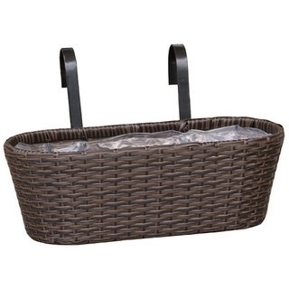 Dehner Blumenkasten mit Halterung, ca. 30 x 16 x 26 cm, Polyrattan, braun