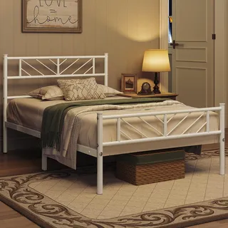 Yaheetech Metallbett 90 x 190 cm Weiß
