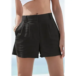 Webshorts LASCANA, Damen, Gr. 40, N-Gr, schwarz, Web, Obermaterial: 55% Leinen, 45% Viskose, unifarben, gerade, Hosen Webshorts, aus Leinen-Viskose-Mix, Topseller