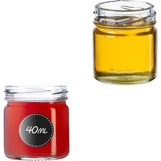 KADAX 10st Mini Gläser 40 ml, Einmachglas, Gewürzgläser, Sturzglas, Probiergläser, Marmeladengläser, kleine Honiggläser, Rundgläser (10 Stück, Ohne Deckel)