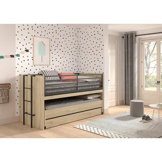 Home Affaire Etagenbett mit Schreibtisch 90 x 200 cm Eiche massiv braun