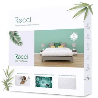 RECCI Bambus Wasserdichter Matratzenschoner 90 x 200 cm, Atmungsaktiv Matratzenauflage, Anti-Allergie, gegen Milben, Matratzenschutz für Baby Kinder Haustier [90 x 200 ] 1 Stück