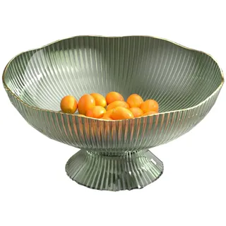 Greensen Obstschale Modern Obst-und Gebäckschale Konfektschale mit Fuß Ovale Schale Fruit Bowl dekorativer Obstkorb für Gemüse, Obst, Snacks 25 x 12 x 13 cm (Green)