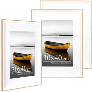 Baoee 30×40cm Eiche Weiß Bilderrahmen,3er Set,30×40cm Rahmen,Posterrahmen