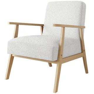 Mirjan24 Sessel Retro Boucle , Hellgrau , Holz , Kiefer , Rechteckig , 59x76x67 cm , Wohnzimmer, Sessel, Polstersessel