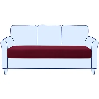 subrtex Sofa Sitzkissenbezug Stretch Sitzkissenschutz Elastischer Kissenbezüge Husse überzug Bezug für Sofa Sitzkissen (3 Sitzer, Weinrot)