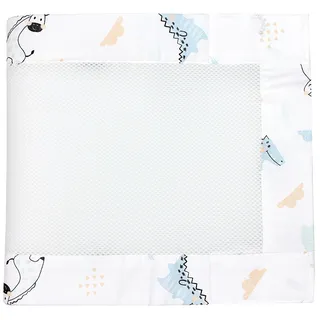 TupTam Bettumrandung Babybett 3D Mesh Nestchen – Gitterstäbe Schutz Netz 2er, Farbe: Blaue Tiere, Größe: ca. 128 x 30 cm (für Babybett 140x70)