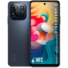 SPC Discovery 2 – Smartphone 6,6” HD+, 8 GB RAM (+8 GB virtueller RAM), 256 GB interner Speicher, Triple AI Kamera, NFC, 5000 mAh 18W Schnellladung, Android 13, biometrische Entsperrung – Deep Sky