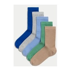 M&S Collection 5er-Pack gerippte Socken mit hohem Baumwollanteil (2-3 Jahre) - Multi, Multi, EU 26-30.5