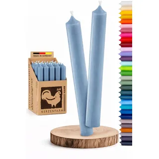 Stabkerzen Taubenblau Pastell-Blau - Premium Qualität [Made in Germany] - 10 Spitzkerzen durchgehend gefärbt - Ø 22mm 18cm Höhe - Kerzenfarm Hahn - lange Brenndauer (8+ Stunden)