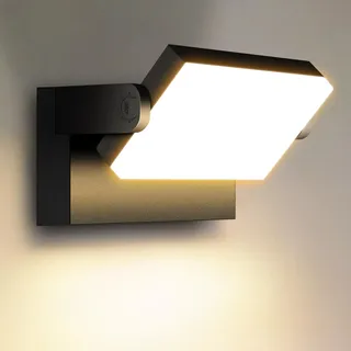 Kingwen 40W Außenlampe Aussenleuchte Wand 3000K LED Wandleuchte Aussen/Innen Wandlampe LED Modern Außenleuchte mit 360°Schwenkbar Panel Außenwandleuchte Wasserdicht IP65,Schwarz,für Garagen Terrasse