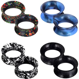 Longbeauty 4 Paare Weich Silikon Tunnel Plugs Set Ohr Gauges Dehnungsset Ohrpiercing Schmuck für Damen Herren, Bunt, 20mm