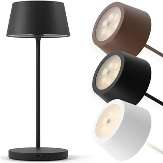 charlique® LED Akku Tischlampe (schwarz) - Dinner Light 34 cm - kabellose Tischleuchte mit USB, für innen und außen, warmes Licht - Schwarz