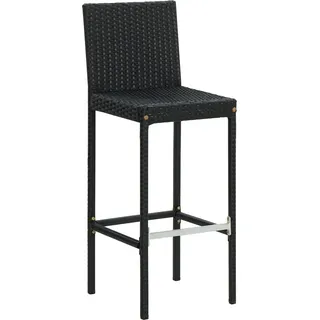 vidaXL Garten-Barhocker mit Kissen 4 Stk. Schwarz Poly Rattan - Schwarz