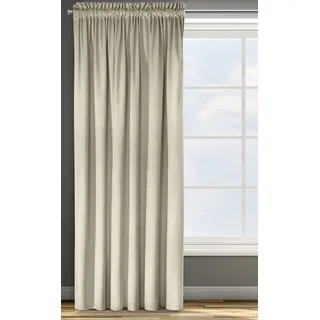 Eurofirany Design91 Samtvorhang Kräuselband Blickdichte Vorhänge Samt Velours 1 STK. 140x270 Samtvorhänge ROSA (beige), D91/Z/ROSA/BEŻ 140x270 T, 140 x 270 cm