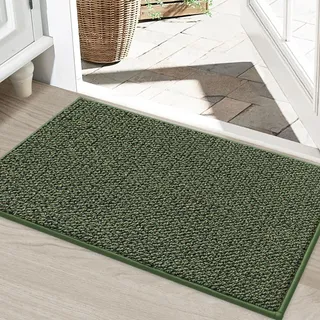 BEQHAUSE Fußmatte Innen Schmutzfänger Türmatten rutschfest, Schmutzfangmatte Waschbar Eingang Matte Fussmatte für Front Hintertür, Eingang, Flur, 60 * 90 cm, Grün