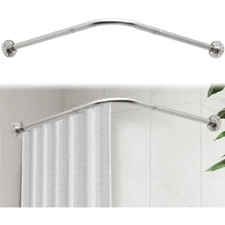 Duschvorhangstange L Form,68-138cm x 68-138cm Verstellbare Duschstange Ecke aus 304 Edelstahl 16kg Tragkraft,für Badewanne Badezimmer Ankleidezimmer,Bohr-Montage Erforderlich