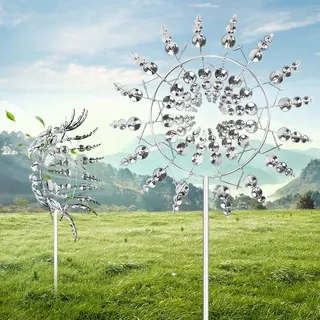 Tutamaz Windspiel Edelstahl 3D, Windspinner Metall Windrad für Garten Balkon Terrasse, Magisches Windspiel Outdoor Wetterfest, Garten Dekoration Geschenk Idee