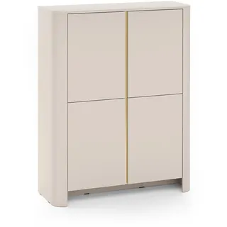 Masseno Highboard Avorio 103/132/39cm 4 Türen Kaschmir , Holzwerkstoff , 103x132x39 cm , Kleinmöbel, Kommoden, Highboards