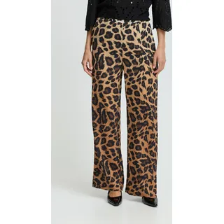 b.young BYHinva Damen Hose Stoffhose Pants mit Eingrifftaschen Gummizug Leopard-Muster Loose fit