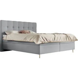 Schlaraffia Boxspringbett »Aida«, inklusive GELTEX® Next Topper, Metallfuß chrome, niedriges Kopfteil, grau