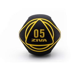 ZIVA Dual Grip Medicine Ball 5kg Medizinball mit Doppelgriff, Schwarz, 5 kg