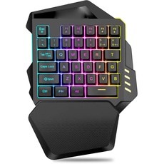 VBESTLIFE Einhand-RGB-Gaming-Tastatur, Typ C 2,4 G Wireless 35 Tasten Einhand-Tastatur, Gaming-Tastatur, für PC-Gamer