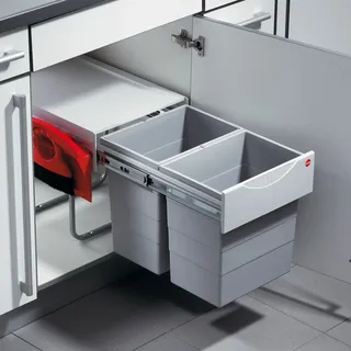HAILO 3641221 Abfallsorter 40 (2x20) Liter RAUMSPAR TANDEM COMFORT 20/20/KS ab 40 cm Schrankbreite - Grau