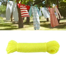 DEWIN Wäscheleine 20m Nylon Seil Leinen Schnur Wäscheleinen für den Haushalt, Garten und Camping (Gelb)