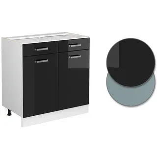 Vicco Schubladenschrank R-Line 80 x 81,6 x 60 cm Schwarz Hochglanz