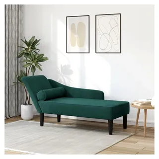 Chaiselongue mit Kissen, Relaxsessel, Relaxliege, Fernsehsessel, Schlafsofa, Liegesessel, Liegestuhl, Gästebett, Loungesessel, für Wohnzimmer, Schlafzimmer, Gästezimmer, Dunkelgrün Samt