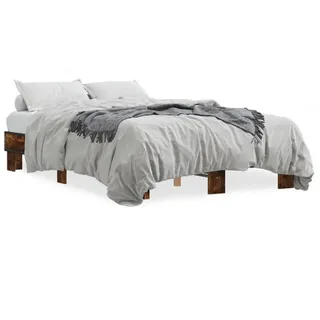 vidaXL Bettgestell Räuchereiche 120x200 cm Holzwerkstoff und Metall